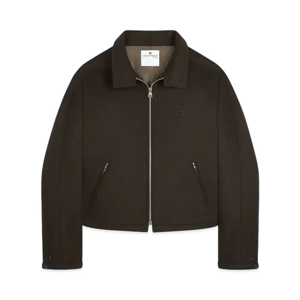 Courreges Zipped Wool Bomber Jacket "Mud Brown"