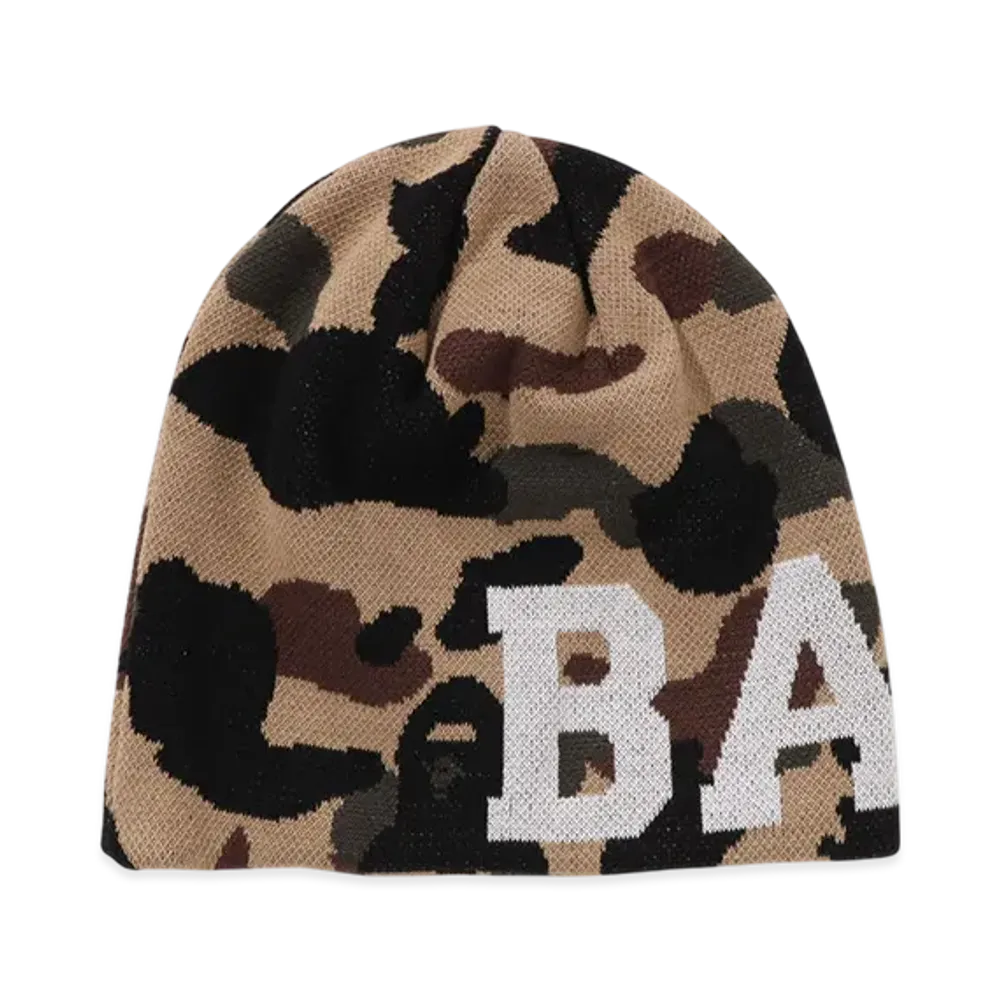 A BATHING APE 1St Camo Knit Cap "Yellow"