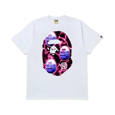 A BATHING APE Big Ape Head Lightning Tee "White Black"