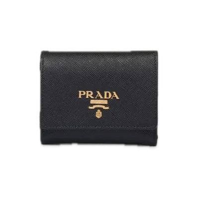 PRADA Saffiano Multicolor Wallet "Black/Pink"