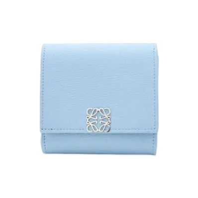 LOEWE Anagram Compact Flap Wallet Peble Grain Calf "Dusty Blue"