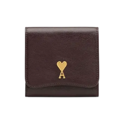 AMI PARIS Paris Paris Compact Wallet "Aubergine"