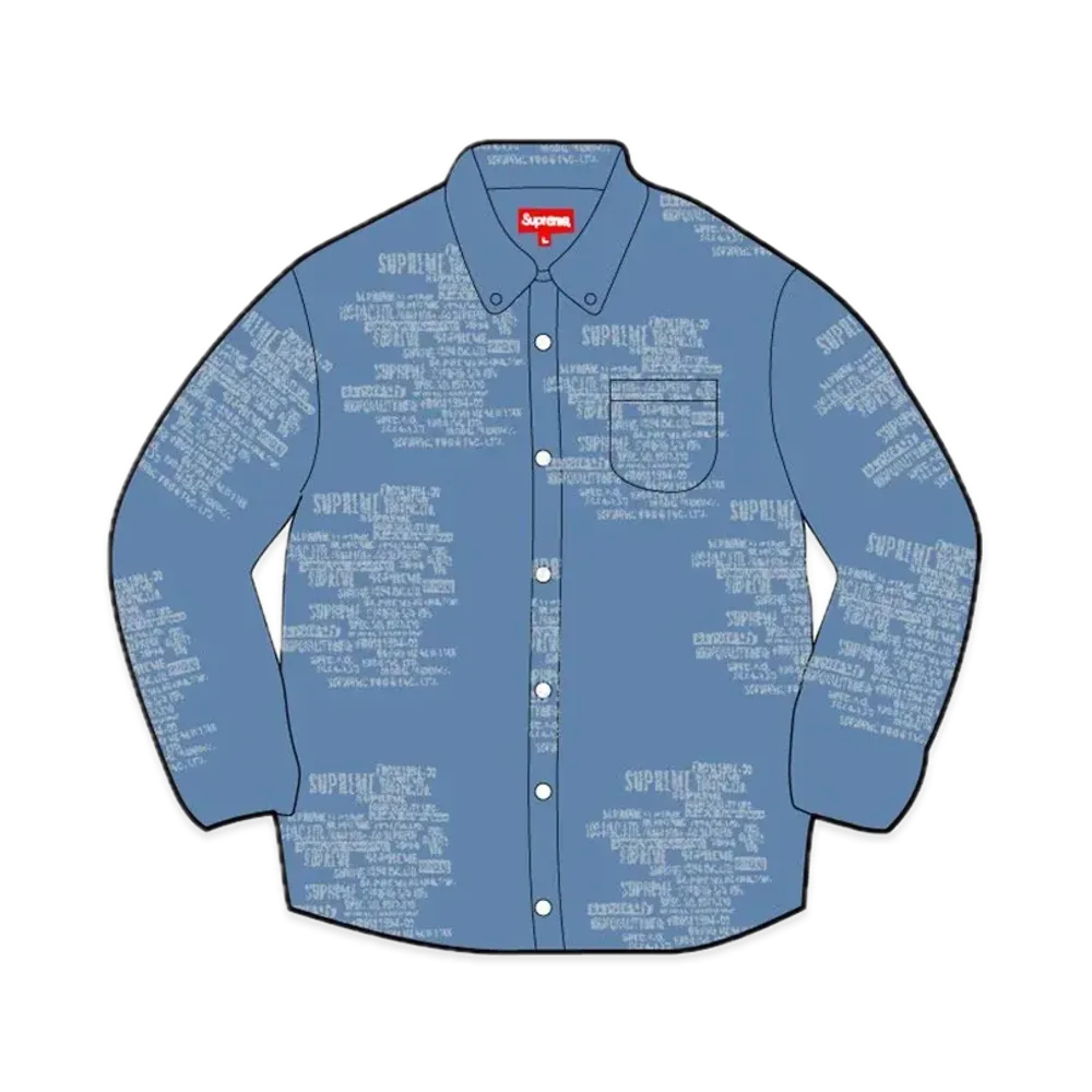 Supreme Trademark Jacquard Denim Shirt "Washed Blue"