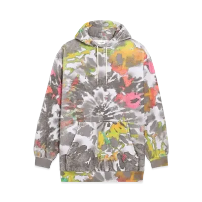 CELINE Oversized Hoodie in Terry Cotton "Gray Multicolor/Off White"