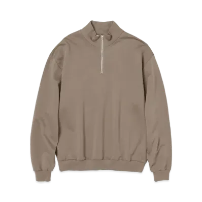AURALEE Elastic High Gauge Sweat Half Zip P/O "Gray Beige"