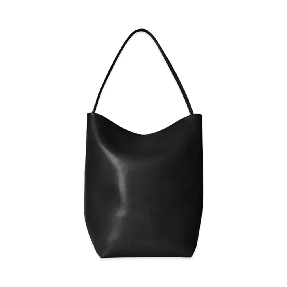 The Row Large N/S Park Tote Bag in Leather "Black"