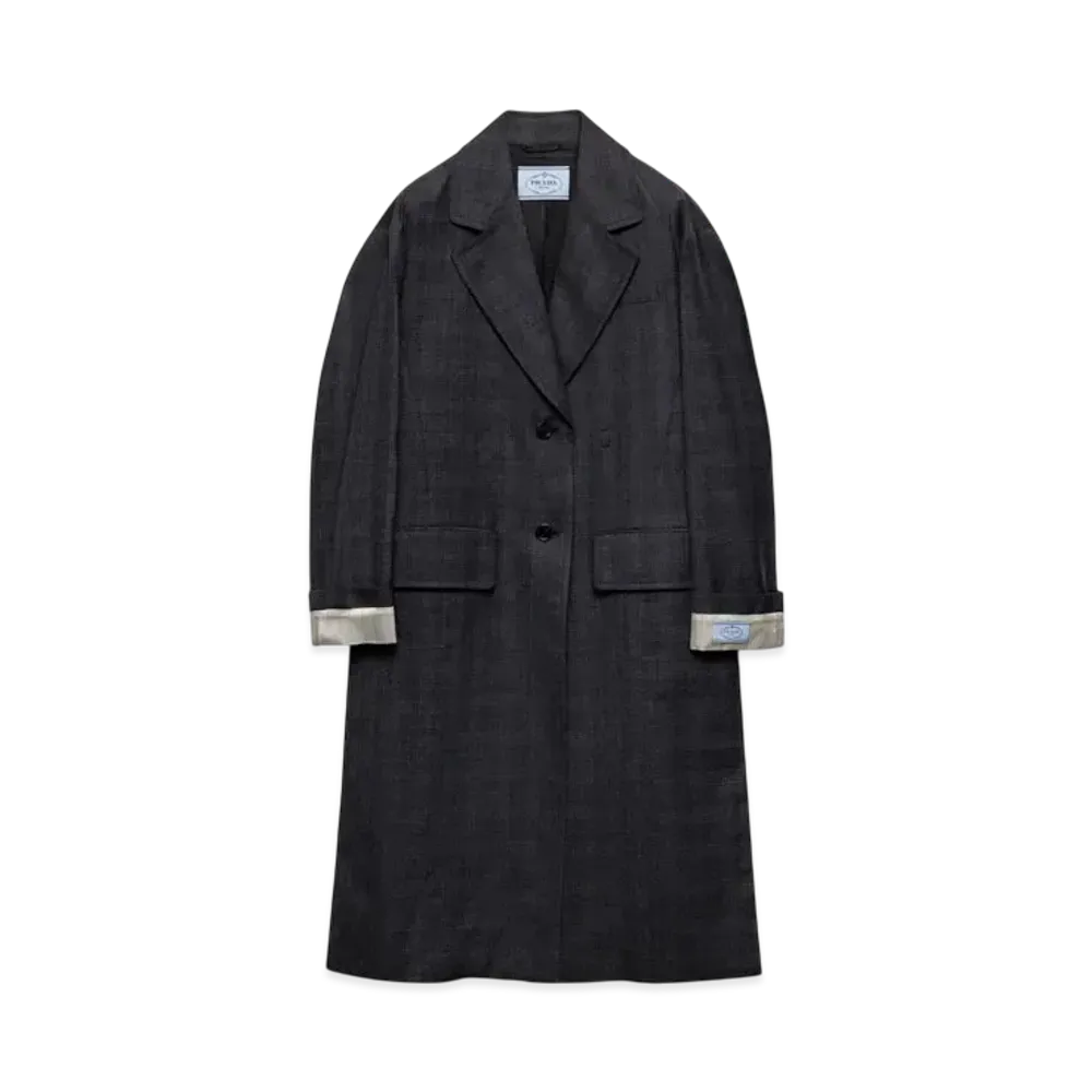 PRADA Women's Single-Breasted Wool Coat "Dark Gray"