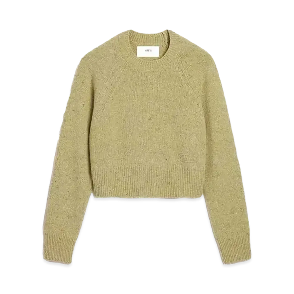 AMI PARIS Donegal Wool Embroidery Crew Neck Sweater "Sage"