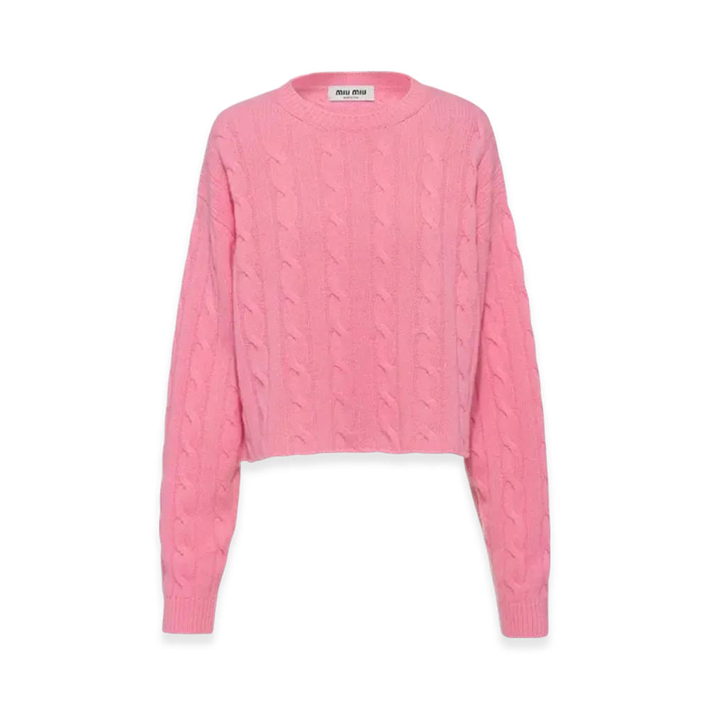 MIU MIU Women's Crewneck Cashmere Sweater "Pink"