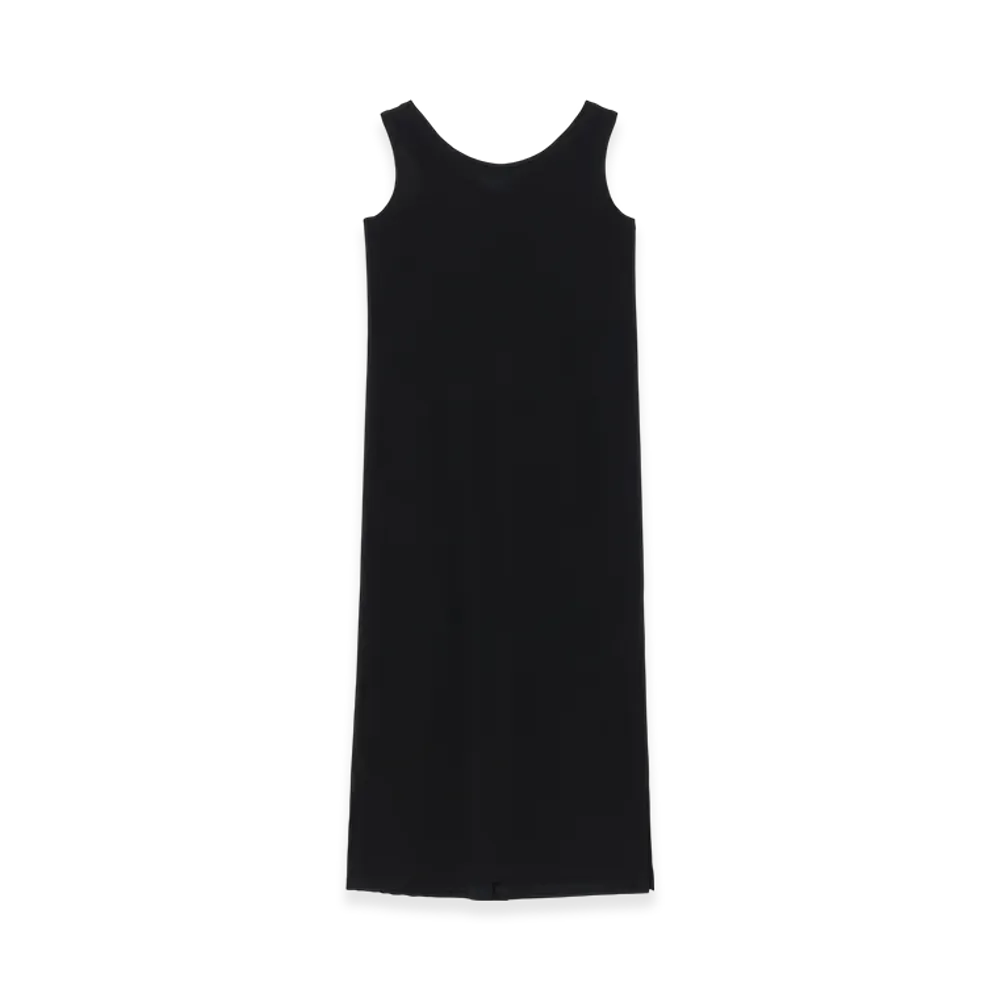 Yohji Yamamoto Cotton Single Jersey Collections Button Detail Dress "Black"