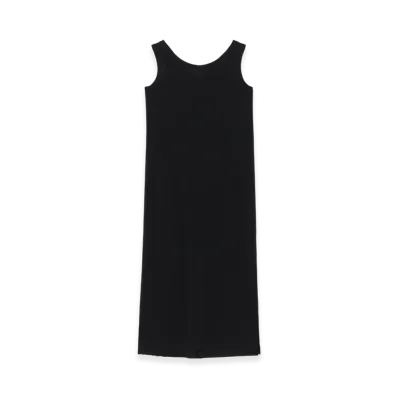 Yohji Yamamoto Cotton Single Jersey Collections Button Detail Dress "Black"