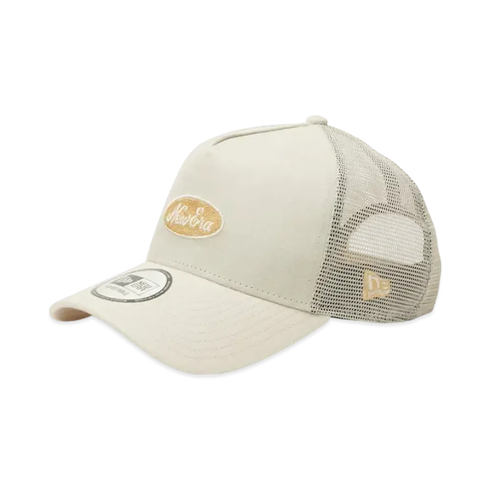 NEW ERA 9Forty A-Frame Tracker Cotton Flax Oval Logo "Light Beige"