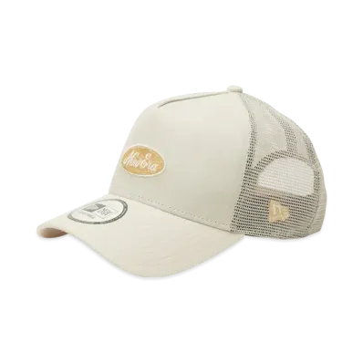 NEW ERA 9Forty A-Frame Tracker Cotton Flax Oval Logo "Light Beige"
