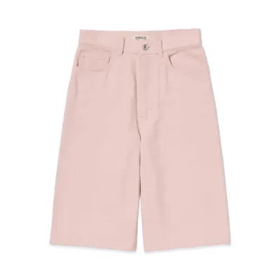 AURALEE Women's Silk Nep Denim 5P Wide Shorts "Dusty Pink"