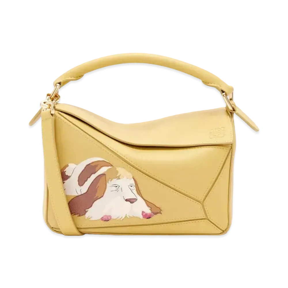 LOEWE x Howl's Moving Castle Heen Small Puzzle Bag In Satin Calfskin "Dark Yellow"