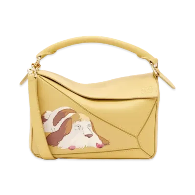LOEWE x Howl's Moving Castle Heen Small Puzzle Bag In Satin Calfskin "Dark Yellow"