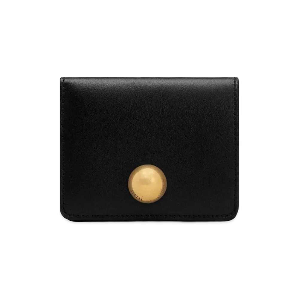 AMI PARIS Smooth Leather Carrousel Folded Wallet "Black"