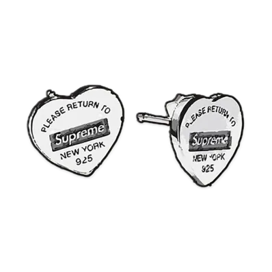 Supreme x Tiffany & Co. Return to Tiffany Heart Tag Stud Earrings (Set of 2) "Silver"