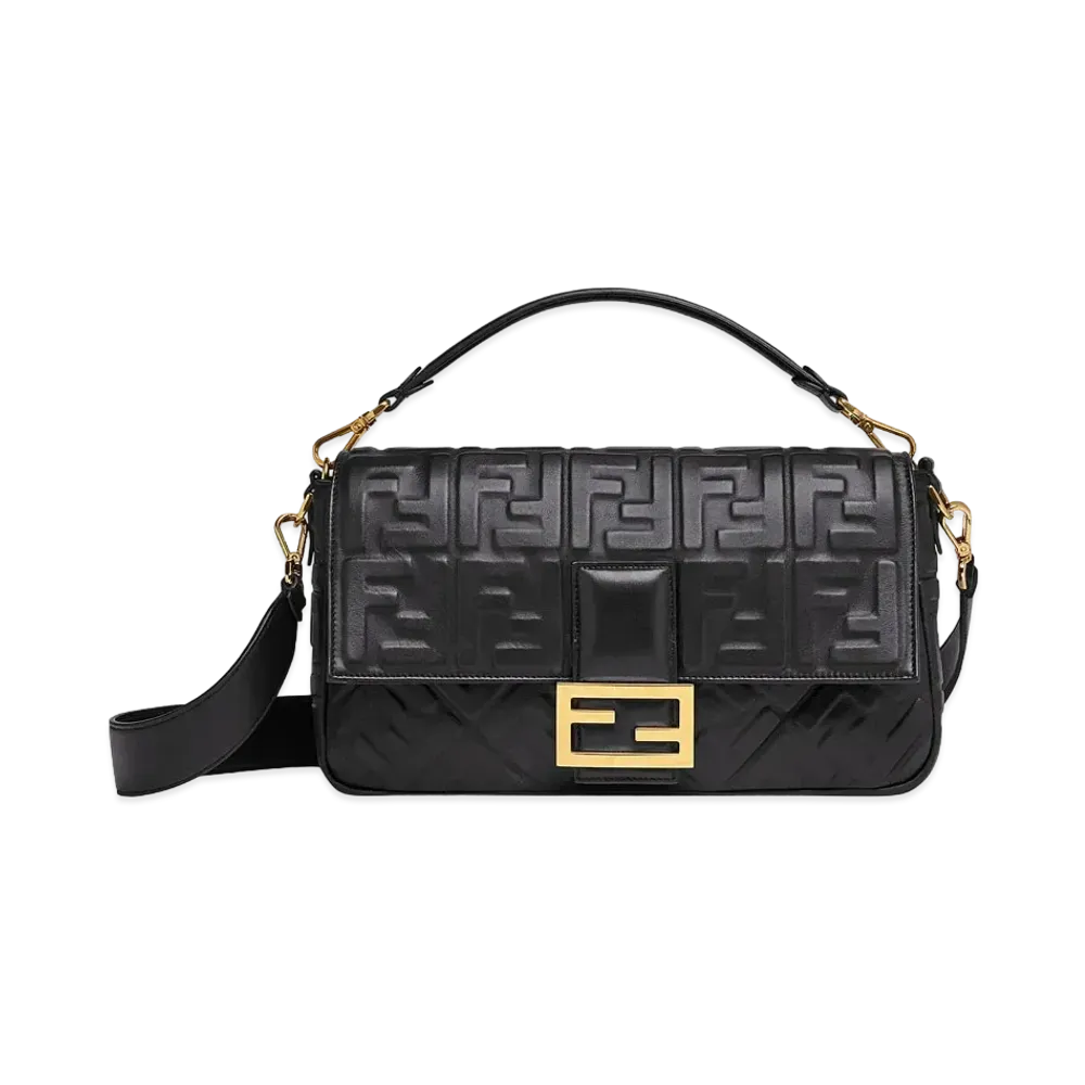 FENDI Baguette Large Leather Bag "Black"