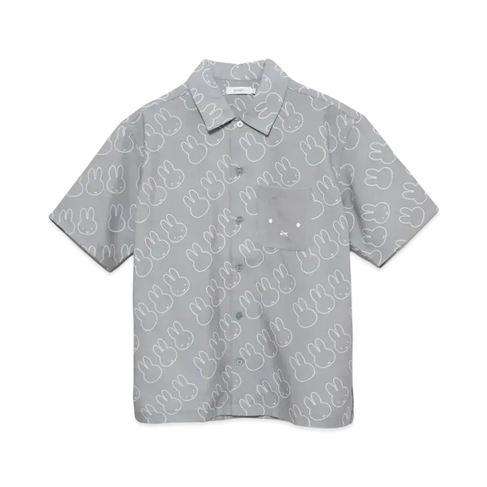 graniph x Miffy Face Line Pattern Big Silhouette Short Sleeve Shirt "Gray"