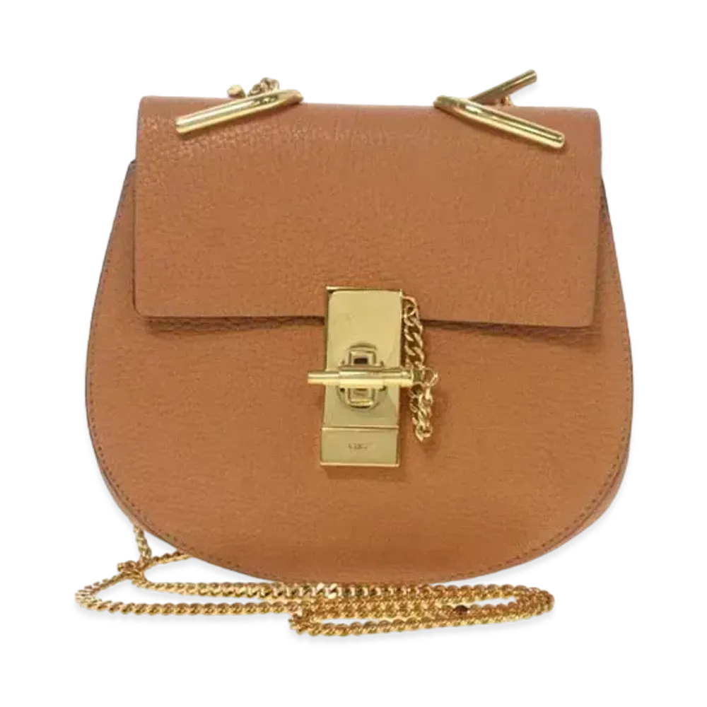 Chloe Drew Leather Chain Shoulder Bag "Brown"