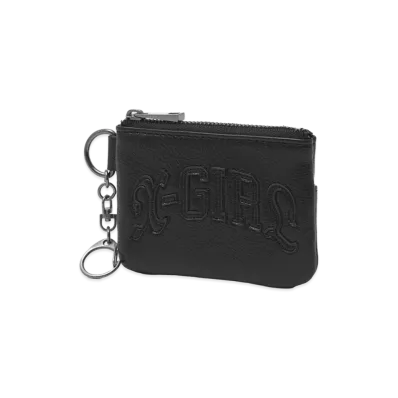 X-Girl Women's Faux Leather Patch Coin And Card Case "Black"
