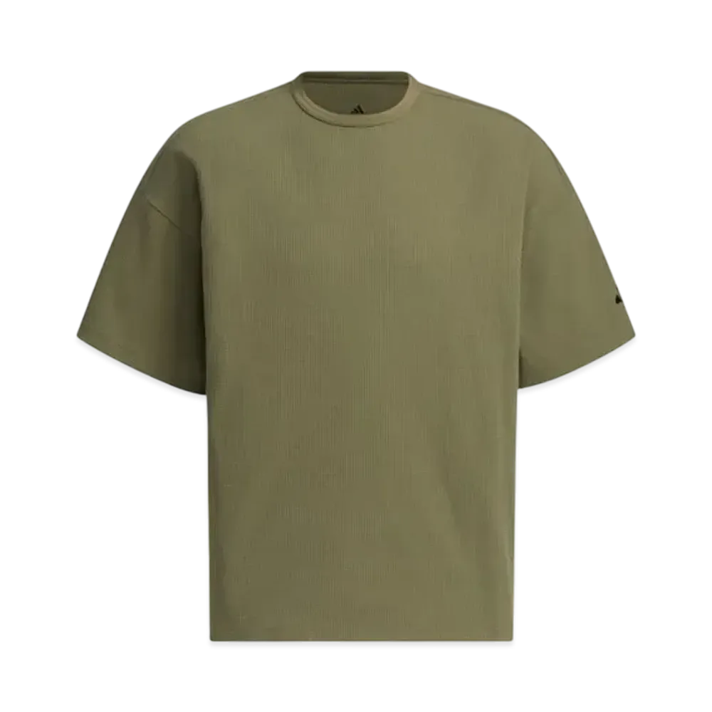 adidas Loose Fit Waffle Fabric Short Sleeve T-shirt "Olive Strata"