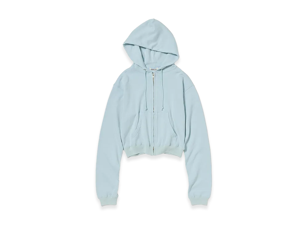 AURALEE Women's High Twist Light Sweat Zip Parka "Pale Blue"