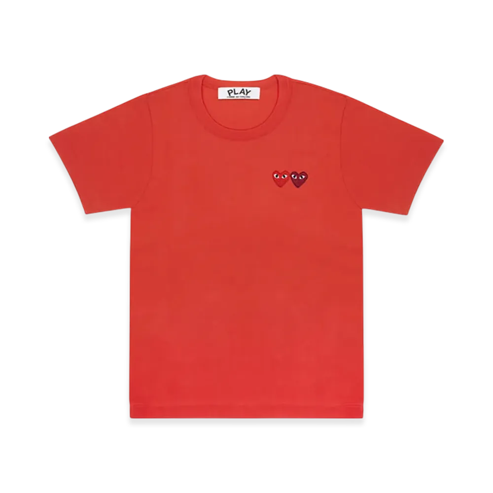 PLAY COMME des GARCONS T-Shirt With Double Heart Ladies "Red"