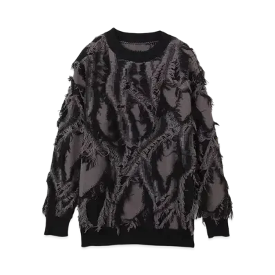 atmos pink Heart Logo Fringe Knit Top "Black"