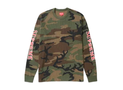 Supreme Sleeve Logo Waffle Thermal "Woodland Camo"