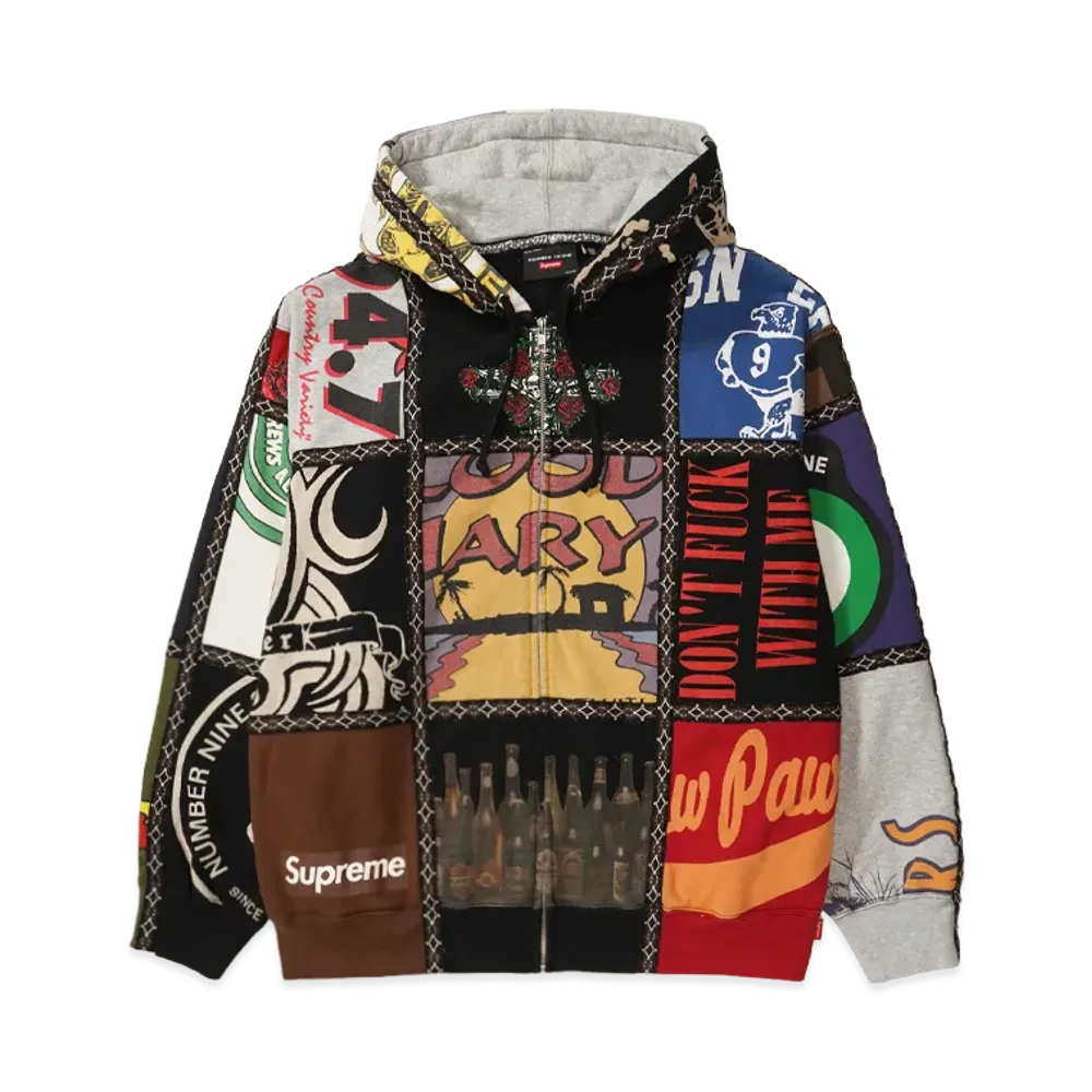 Supreme x Number (N)ine Patchwork Zip Up Hooded Sweatshirt "Multi"