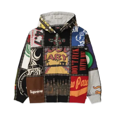 Supreme x Number (N)ine Patchwork Zip Up Hooded Sweatshirt "Multi"
