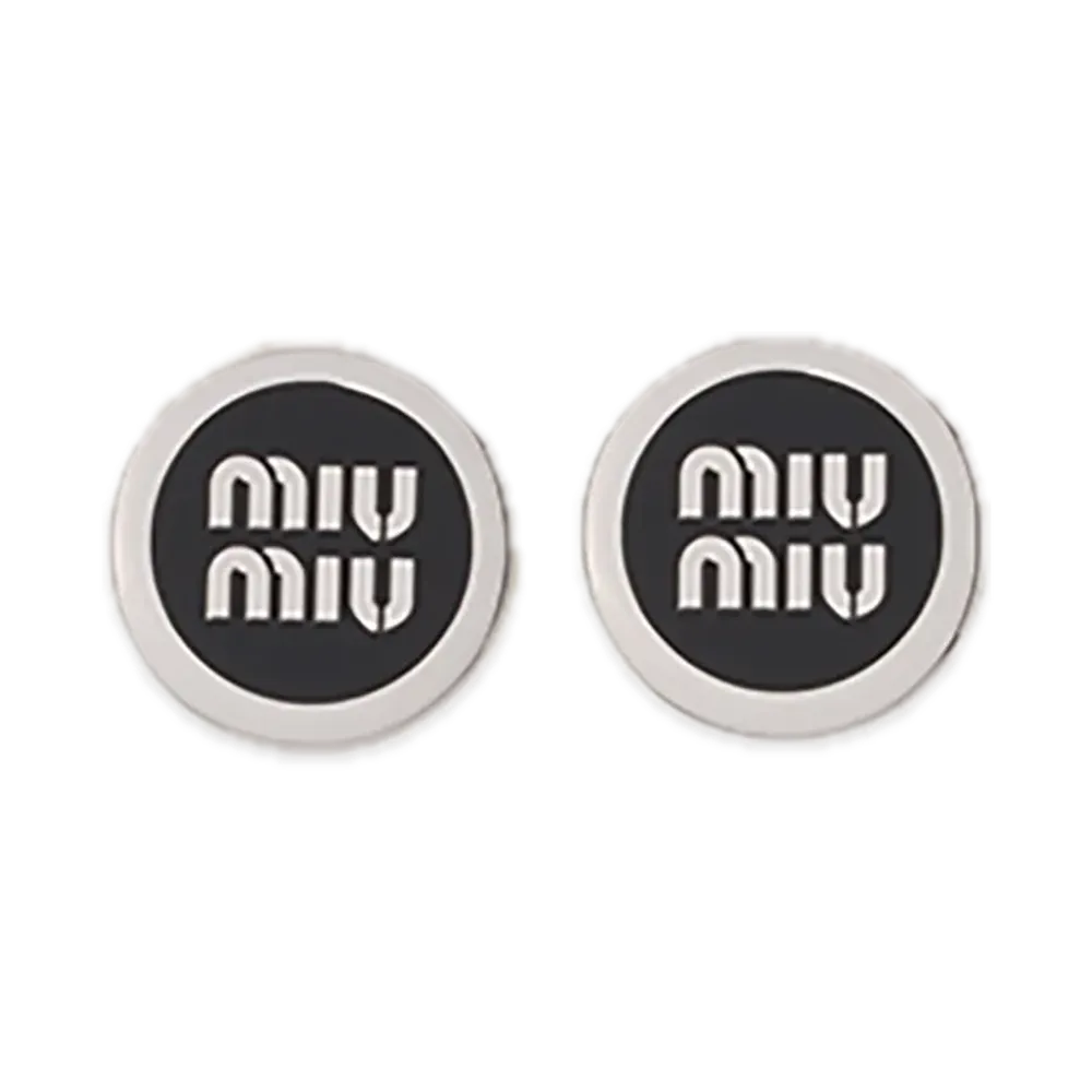 MIU MIU Enamel Metal Earrings "Black"