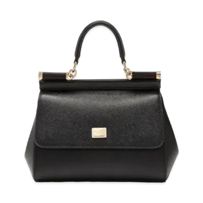 Dolce&Gabbana Sicily Bag Dauphine Leather Small Size "Black"