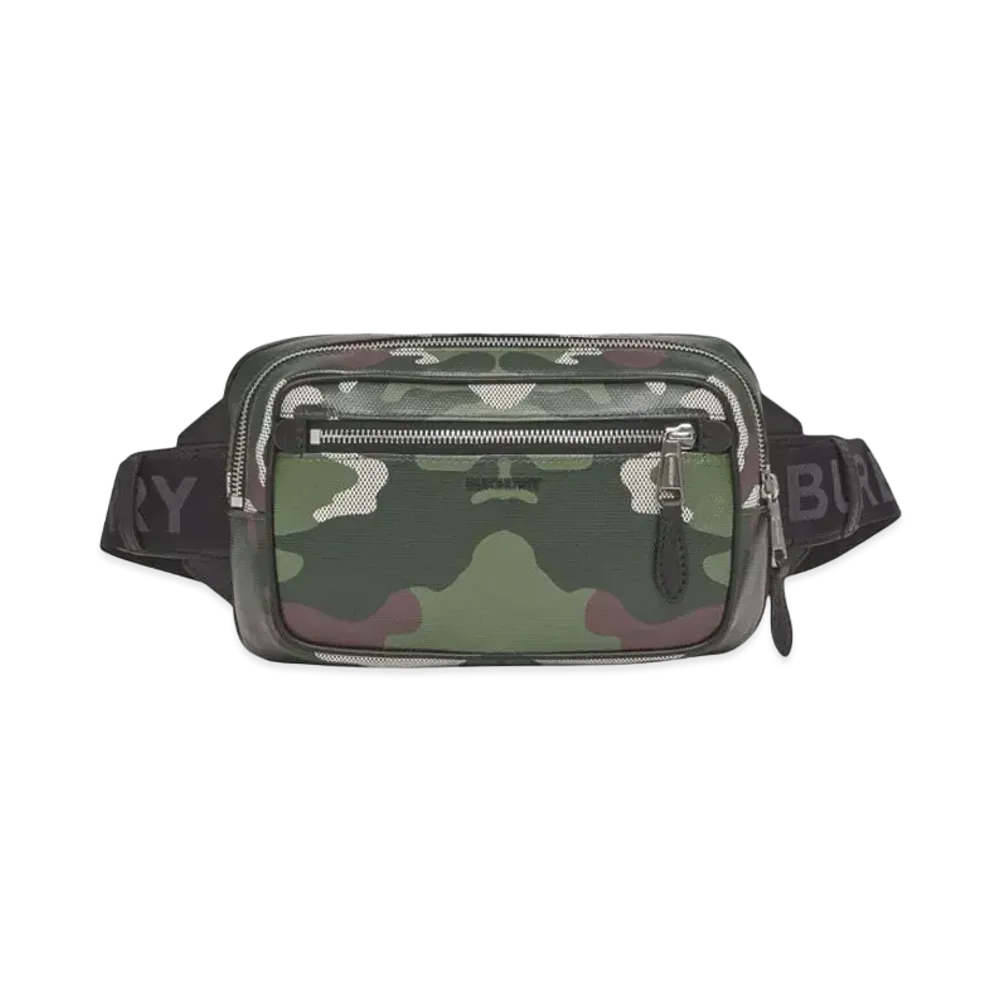 Burberry Camouflage Print Cotton Canvas Bum Bag "Mangrove Green"