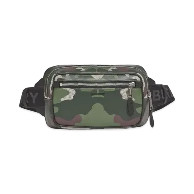 Burberry Camouflage Print Cotton Canvas Bum Bag "Mangrove Green"