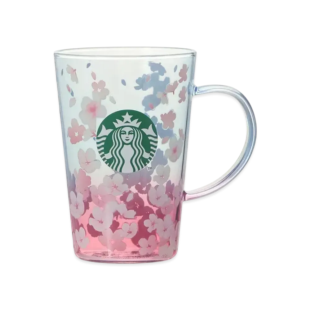 STARBUCKS SAKURA2025 Heat-Resistant Glass Mug Spring Season Blend 414ml "Pink/Blue"