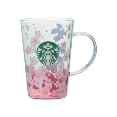 STARBUCKS SAKURA2025 Heat-Resistant Glass Mug Spring Season Blend 414ml "Pink/Blue"