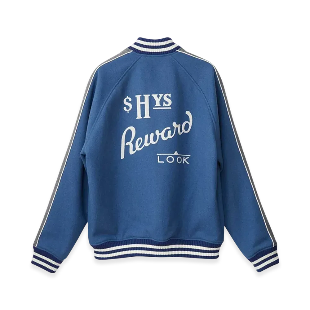 HYSTERIC GLAMOUR HG Reward Embroidered Stadium Jacket "Blue"