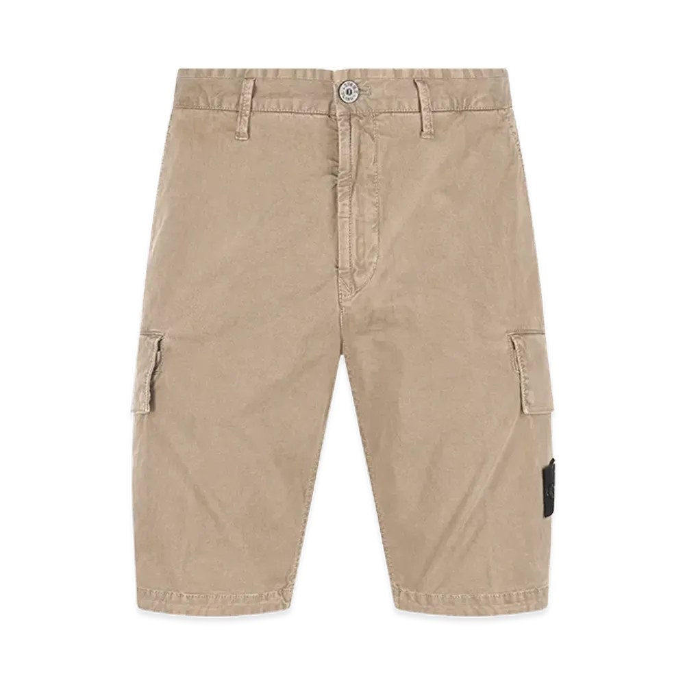Stone Island Bermuda Cargo Shorts In Broken Twill "Beige"