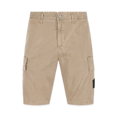 Stone Island Bermuda Cargo Shorts In Broken Twill "Beige"