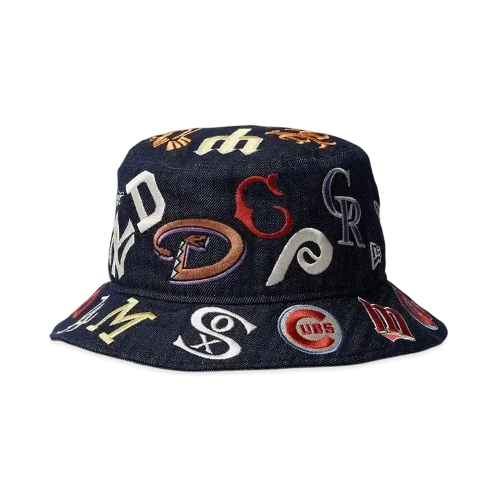 NEW ERA Bucket 01 Team Logo Allover MLB Cooperstown "Indigo Denim"