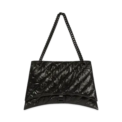 BALENCIAGA Crush Large Chain Bag Quilted "Black"
