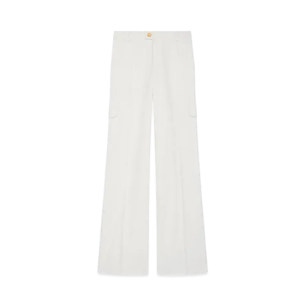 CELINE Women's Cargo Pants in Cotton Gabardine "Off White"