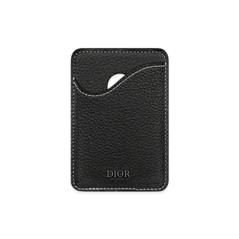 Dior Saddle Magnetic Card Holder Grained Calfskin "Black"