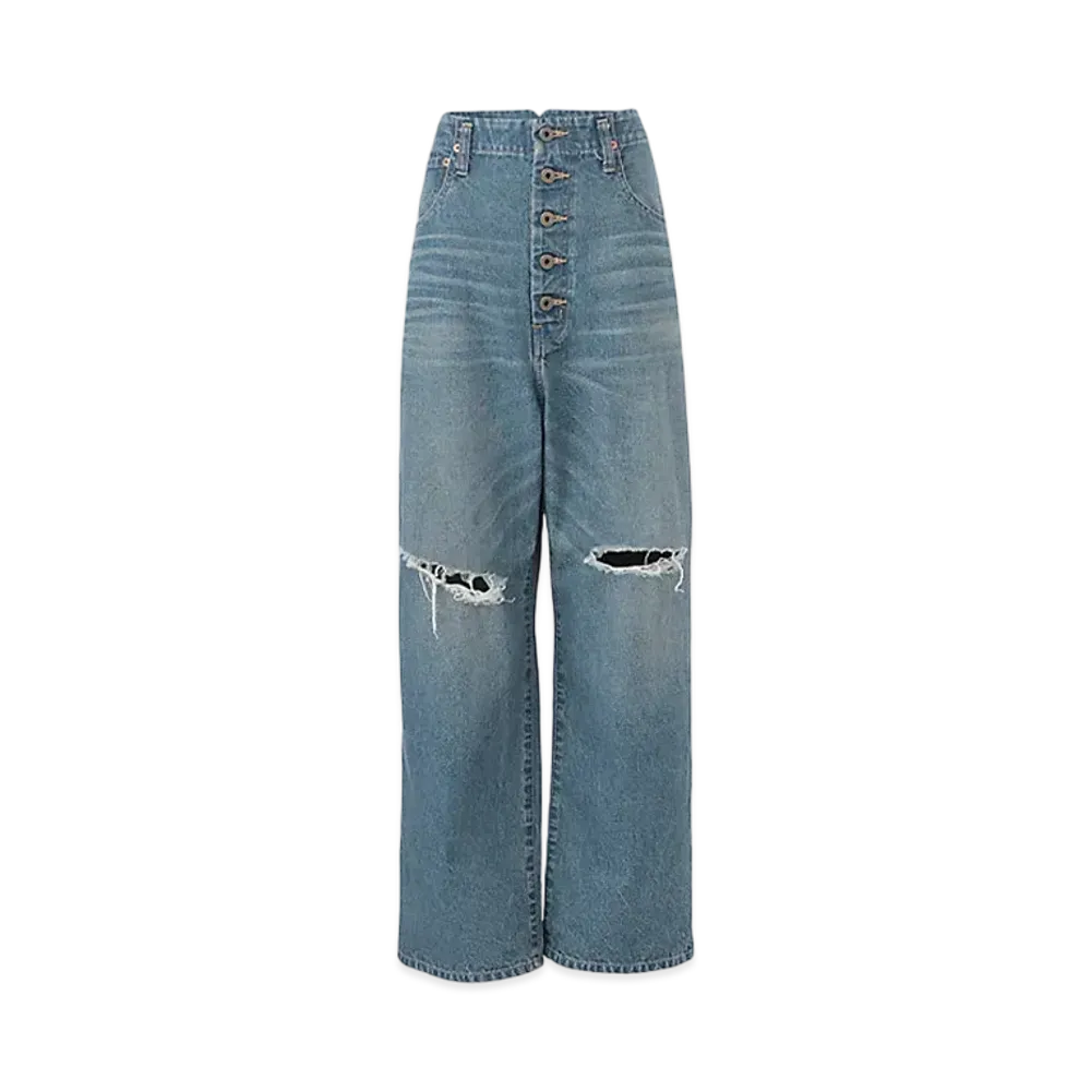 JUNYA WATANABE Women Button Fly Crushed Design Denim Pants "Indigo"