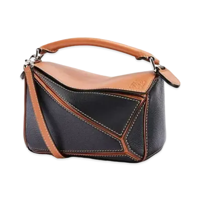 LOEWE Mini Puzzle Bag In Classic Calfskin "Black/Tan"