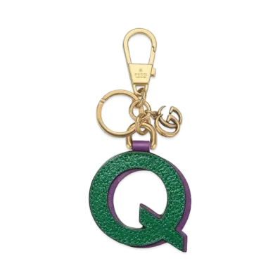 GUCCI Letter Q Keychain Leather "Green/Purple"