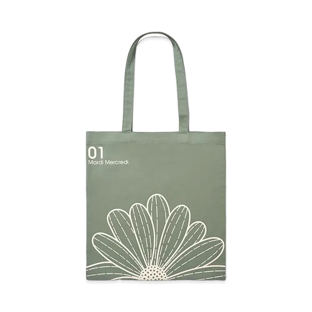Mardi Mercredi Canvas Bag Flower "Green/White"